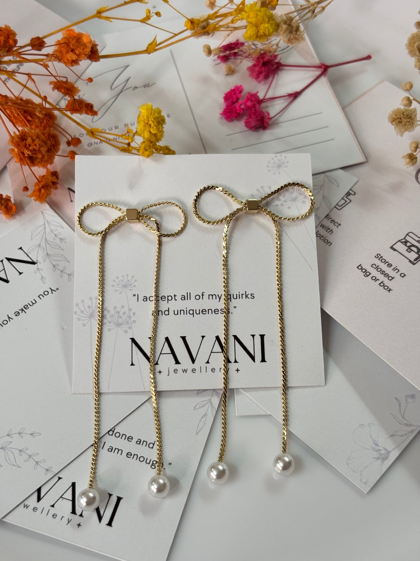 Bow Pearl Drop Earrings