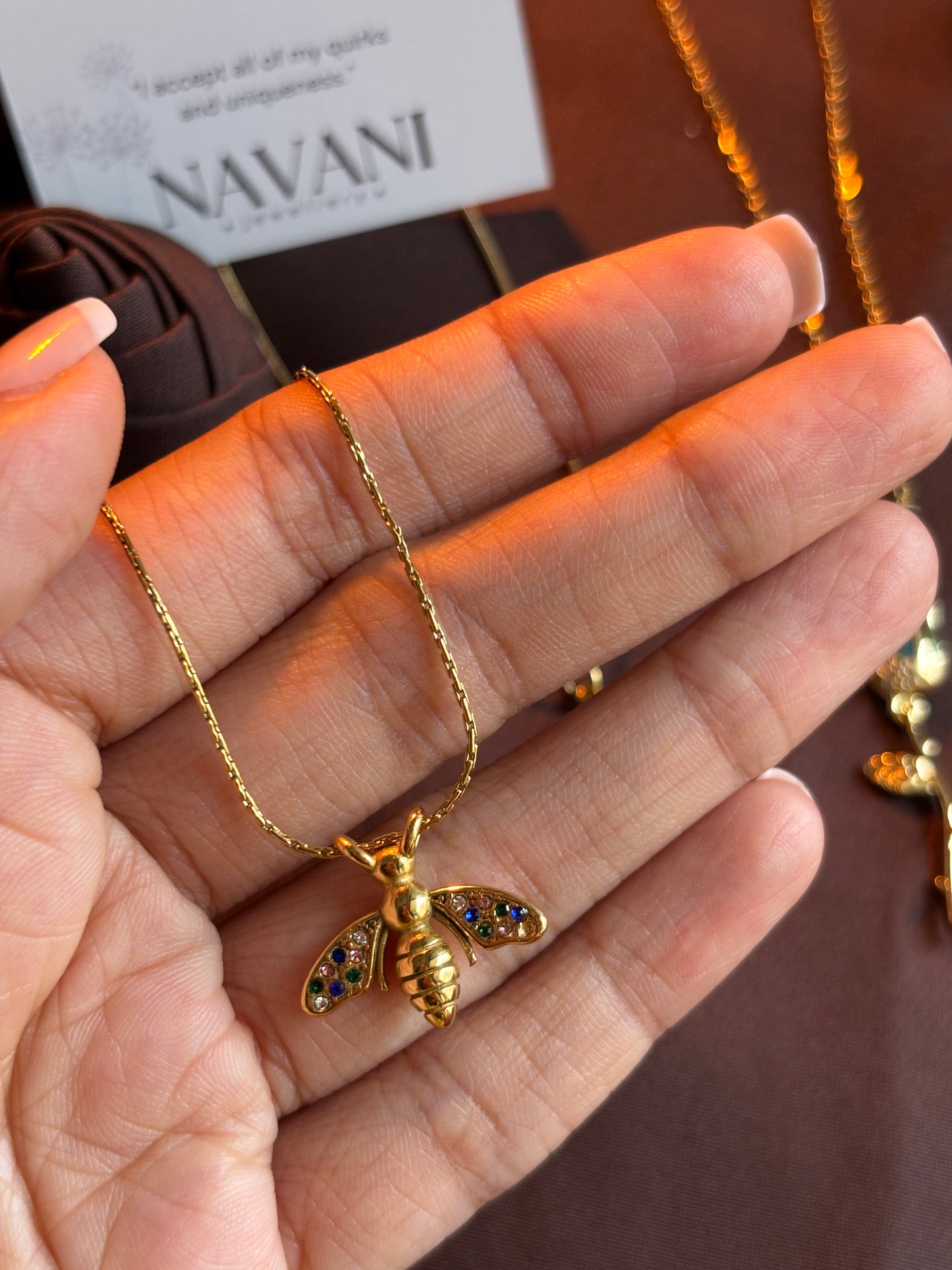 π Honeybee Medallion Necklace | Tarnish-Resistant Stainless Steel
