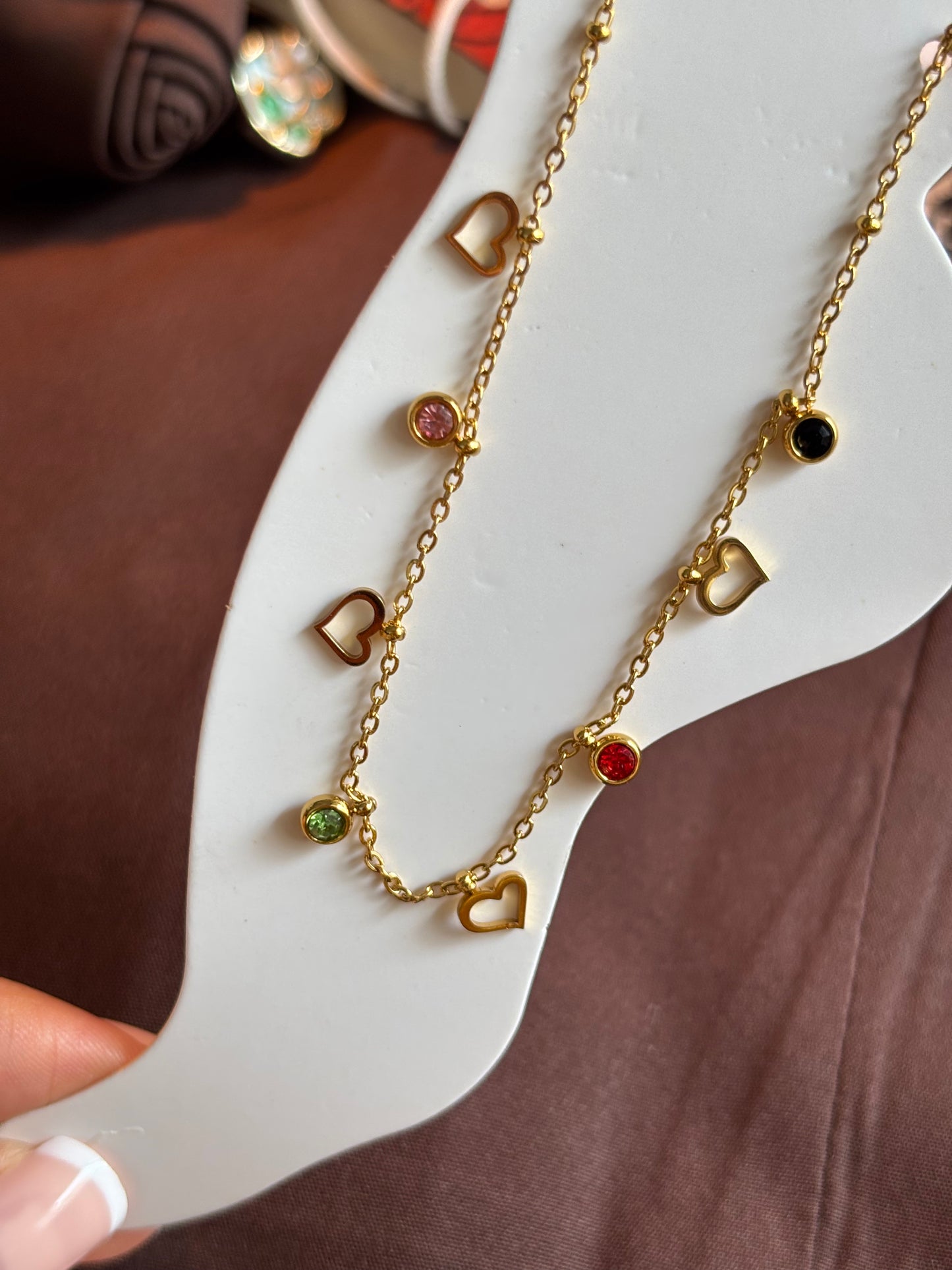 Heart Pop Anklet π | Multi-Stone Gold Anklet | Tarnish-Resistant