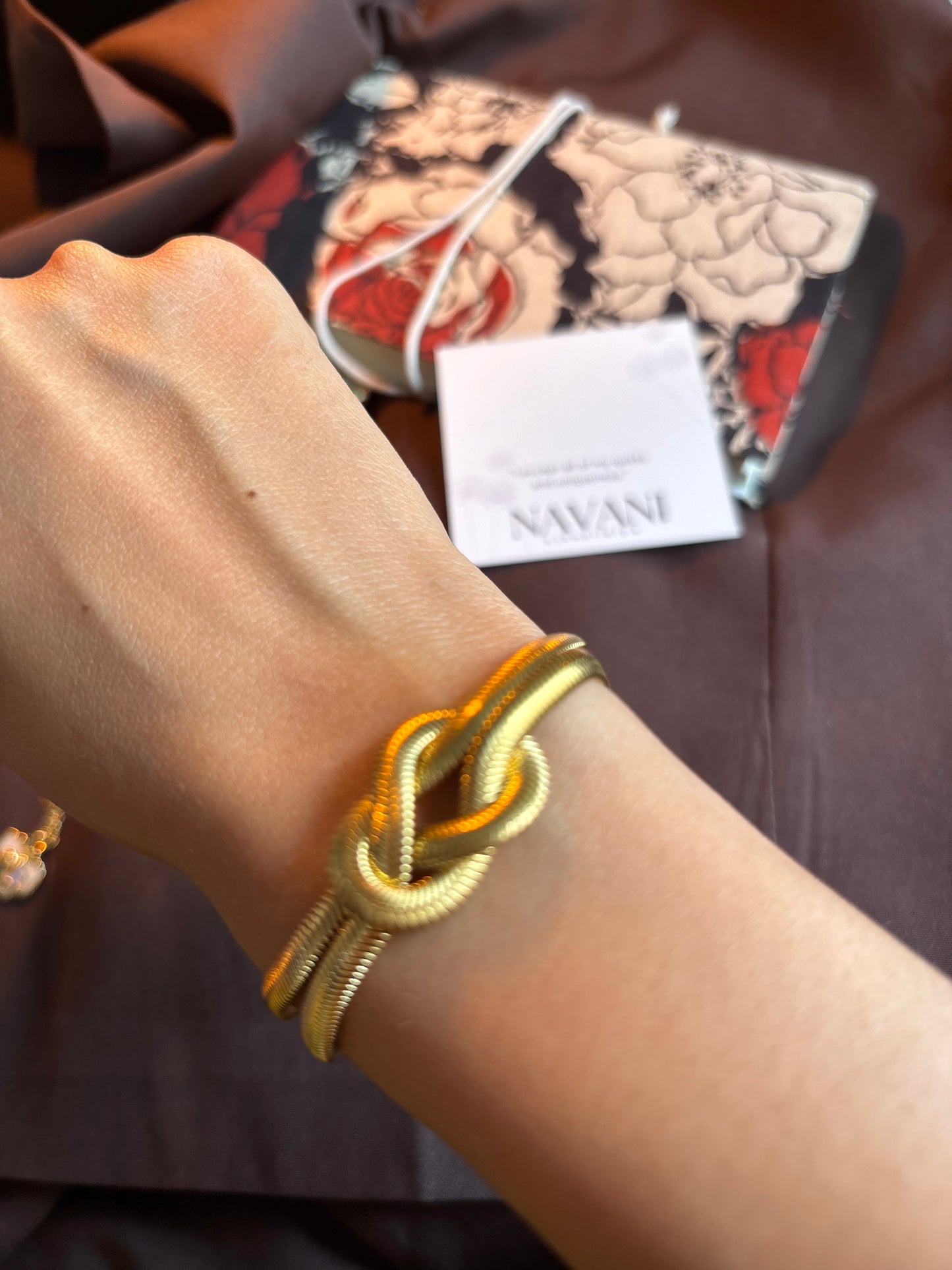 Eternal Knot Bracelet | Bold Gold Statement Bangle