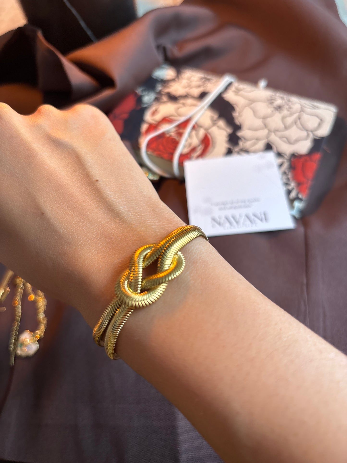 Eternal Knot Bracelet | Bold Gold Statement Bangle