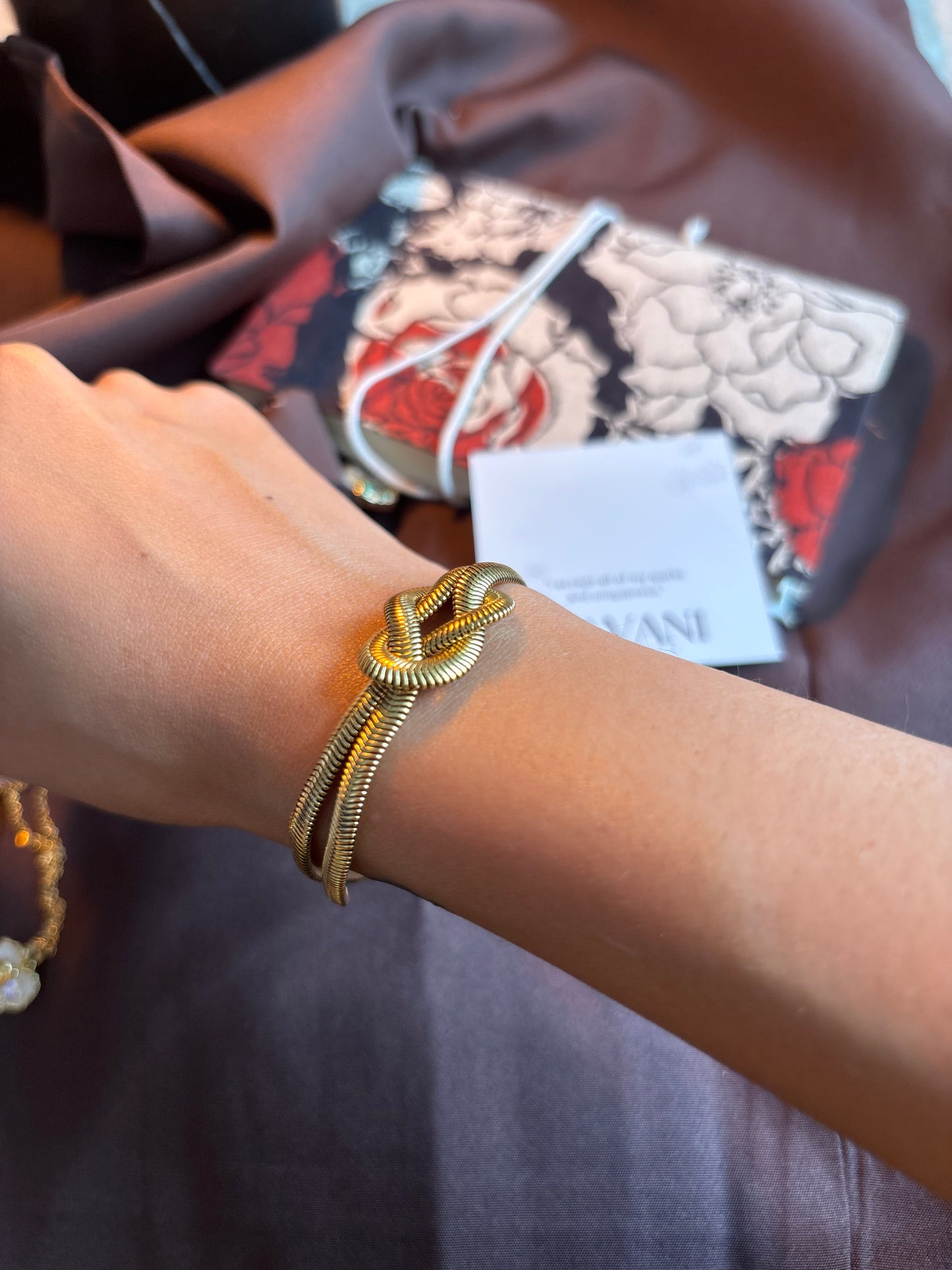 Eternal Knot Bracelet | Bold Gold Statement Bangle