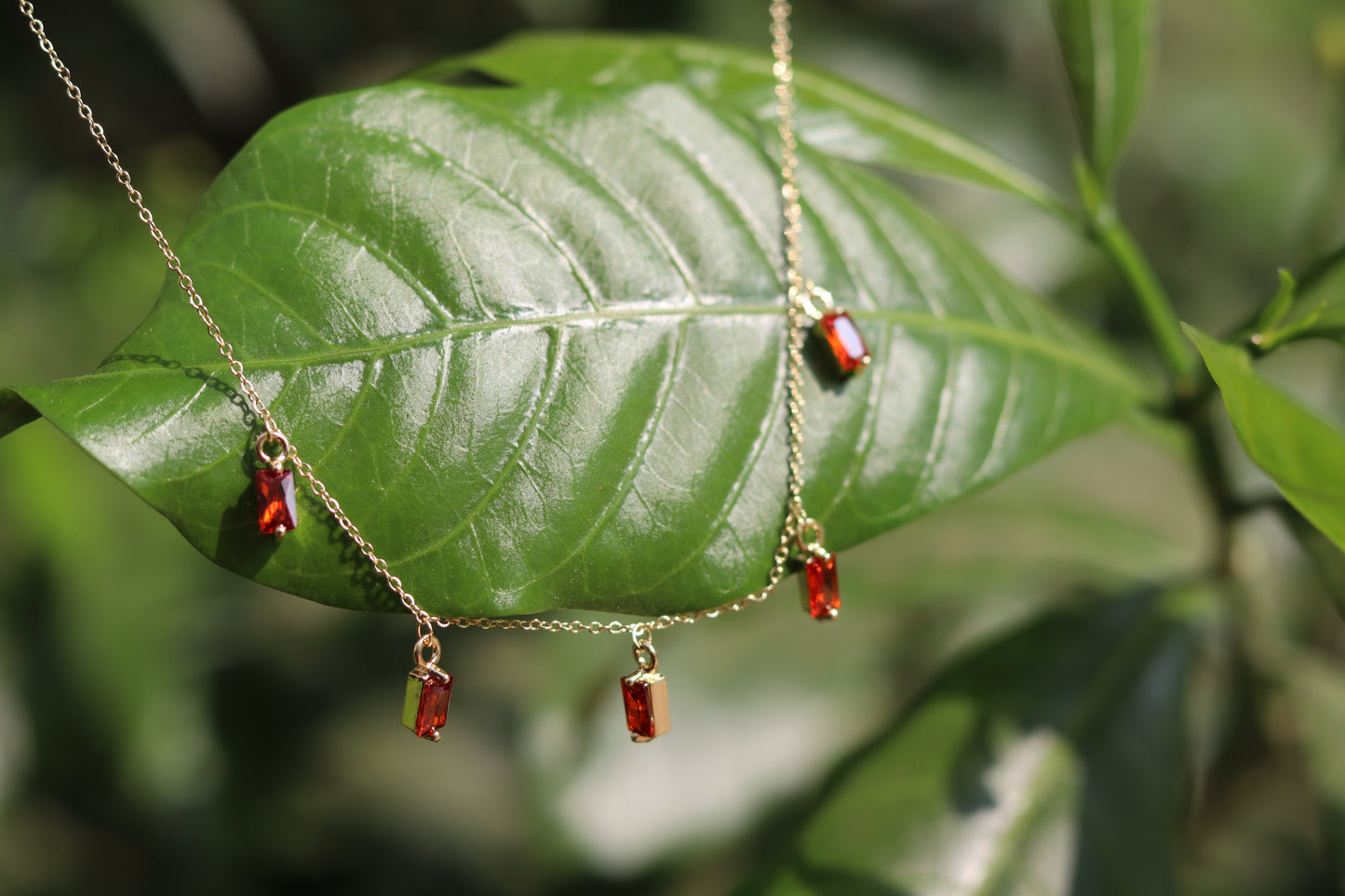 Dainty Garnet Drop Necklace by Navani Jewelry