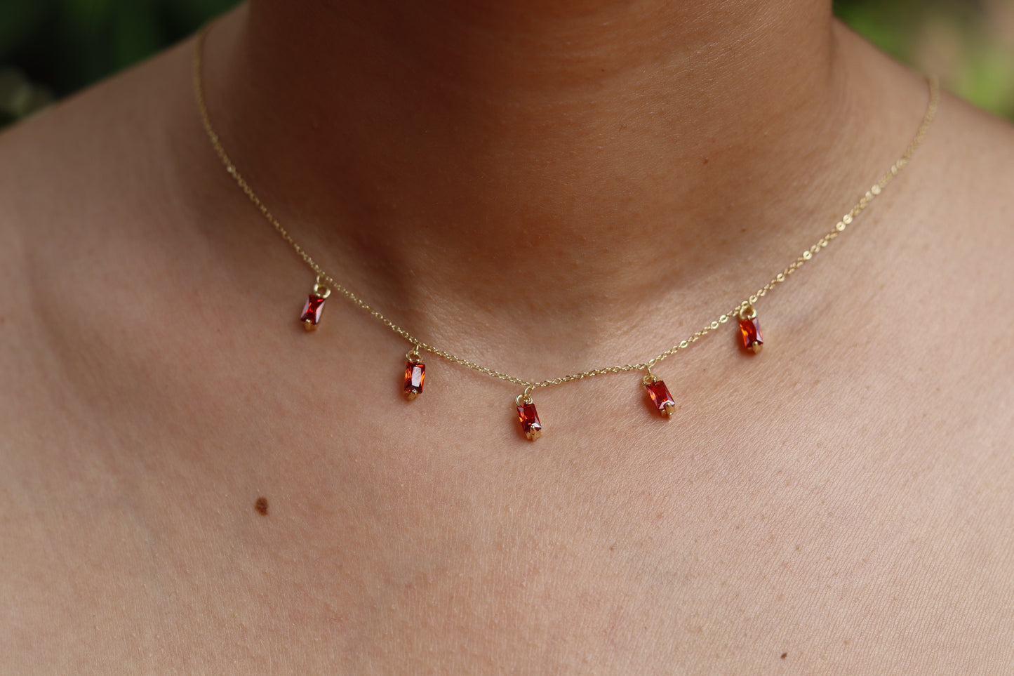 Dainty Garnet Drop Necklace by Navani Jewelry