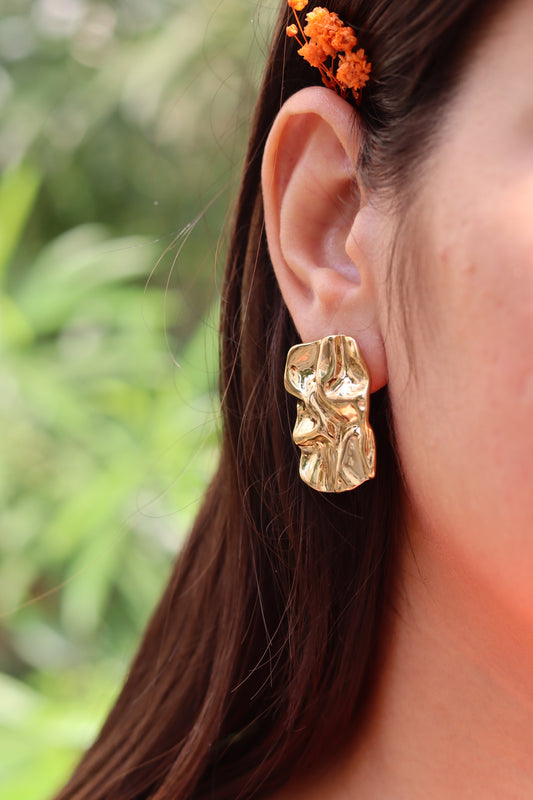 Sculpted Metallic Statement Earrings by Navani Jewelry