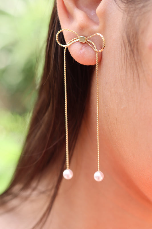 Bow Pearl Drop Earrings