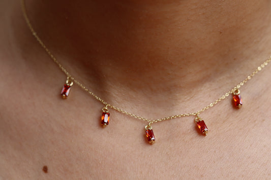 Dainty Garnet Drop Necklace by Navani Jewelry