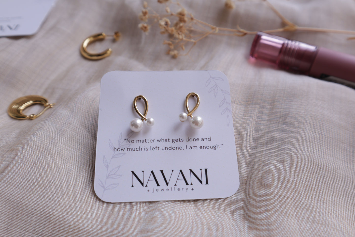 Infinity Pearl Earrings – Stainless Steel Loop Design