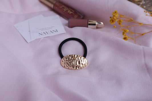 Golden Textured Oval Hair Tie