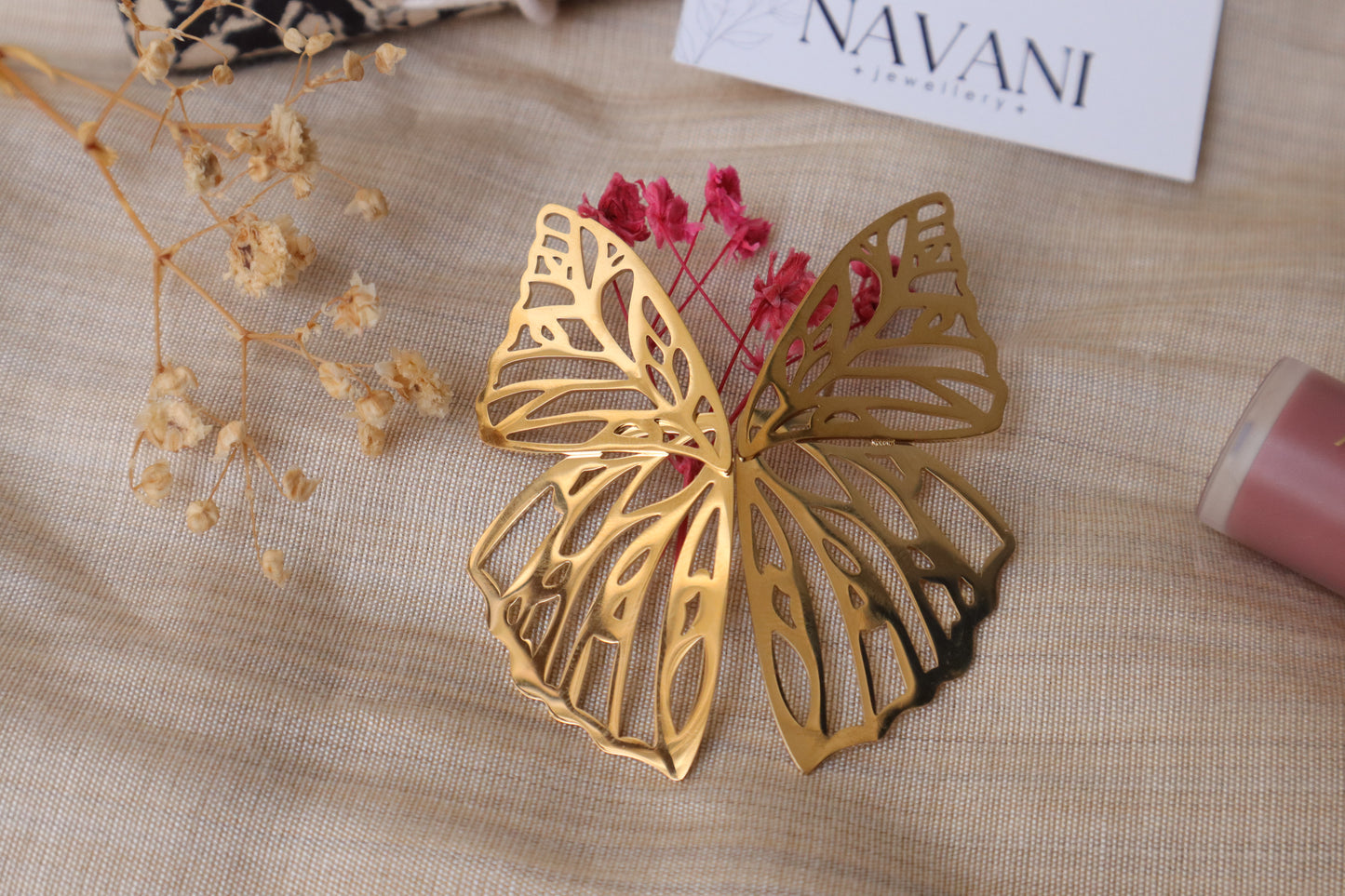 Golden Butterfly Filigree Anti-Tarnish Earrings