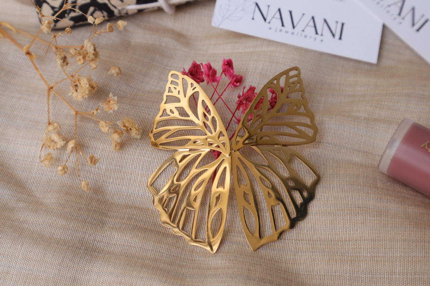 Golden Butterfly Filigree Anti-Tarnish Earrings