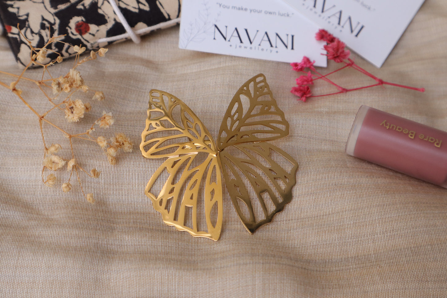 Golden Butterfly Filigree Anti-Tarnish Earrings