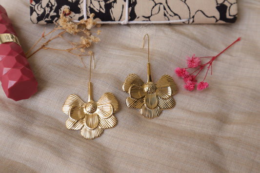 Golden Blossom Floral Anti-Tarnish Earrings